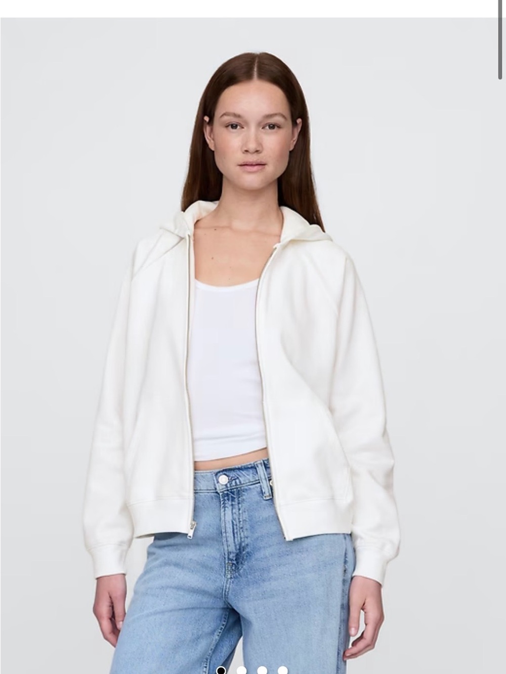GAP White Zip-Up Hoodie Jacket - Women's